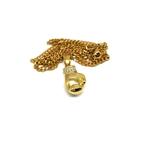 24in 3mm Curb Chain With Boxing Glove Pendant STL_022 - WORLDSTARBLING