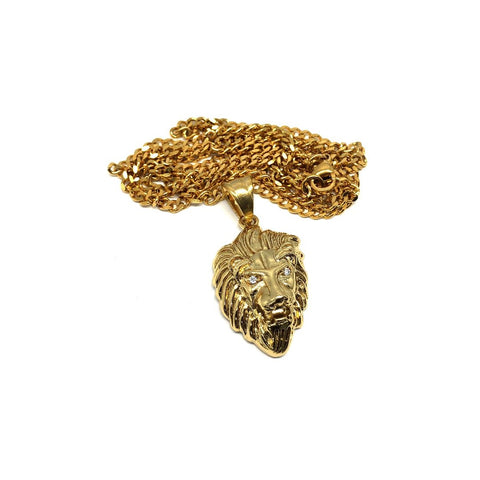 24in 3mm Curb Chain With Lion Head Pendant STL_024 - WORLDSTARBLING