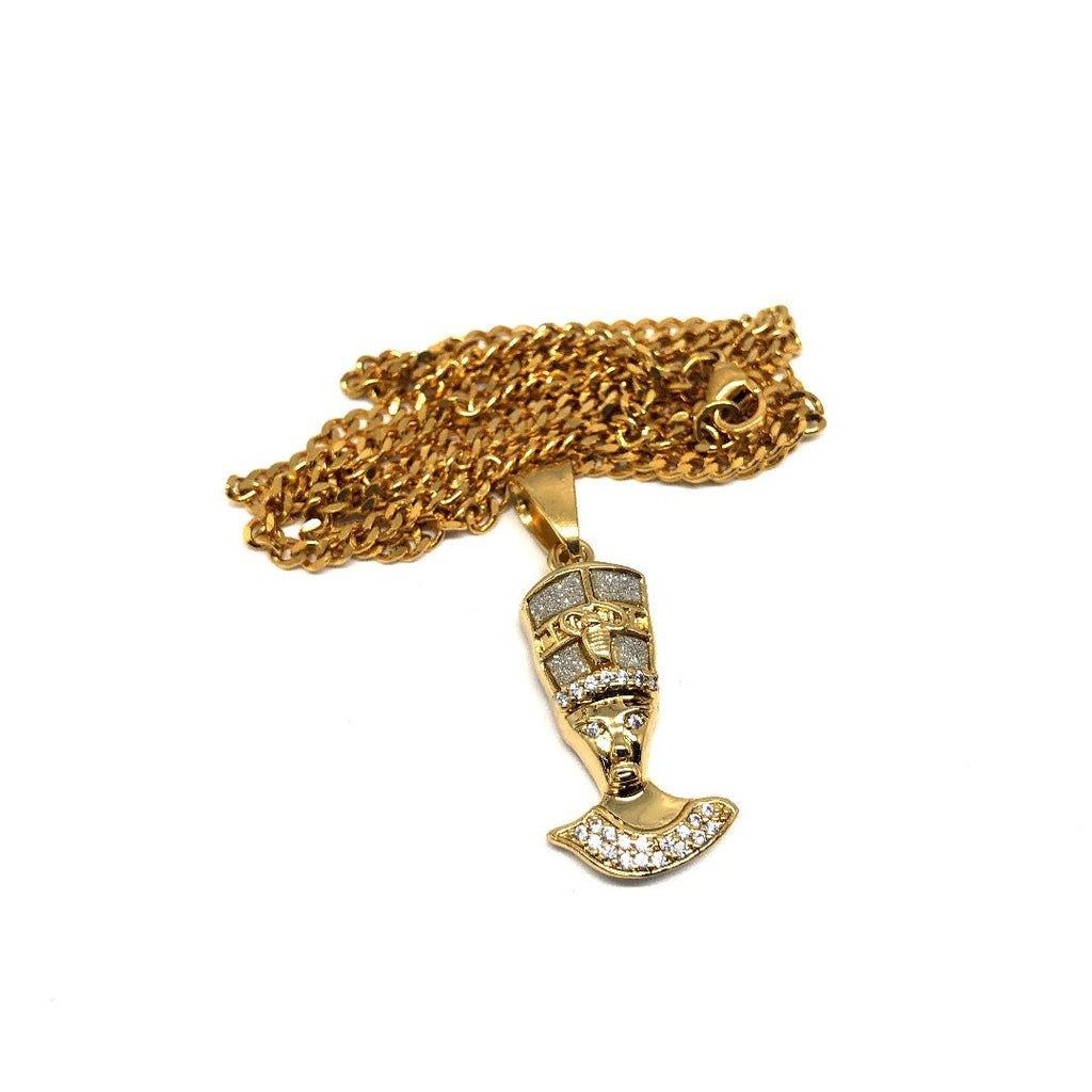 24in 3mm Curb Chain With Pharaoh Pendant STL_021 - WORLDSTARBLING