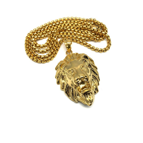 24in 3mm Rolo Chain With Lion Head Pendant STL_035 - WORLDSTARBLING
