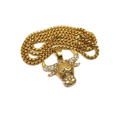 24in 3mm Rolo Chain With Big Bull Pendant STL_029 - WORLDSTARBLING