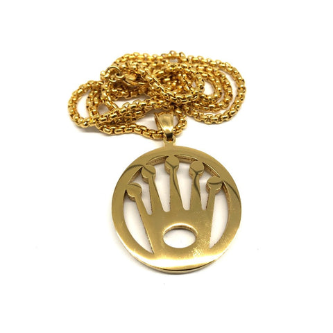 24in 3mm Rolo Chain With Rolex Icon Pendant STL_008 - WORLDSTARBLING