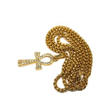 24in 3mm Rolo Chain With Ankh Cross Pendant STL_028 - WORLDSTARBLING