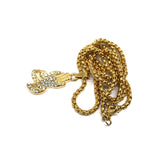 24in 3mm Rolo Chain With Praying Hands Pendant STL_007 - WORLDSTARBLING