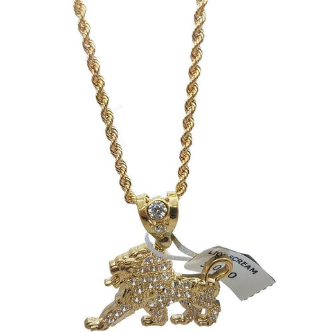 Rope Chain 2.5MM 10K With Lion Petit en OR 10K MNG-117 - WORLDSTARBLING