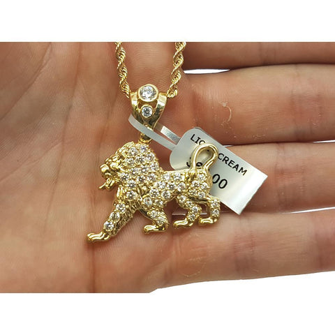 Rope Chain 2.5MM 10K With Lion Petit en OR 10K MNG-117 - WORLDSTARBLING