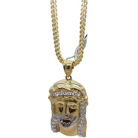 10K Franco 3.5MM With Jesus en or 10K MNG-097 - WORLDSTARBLING