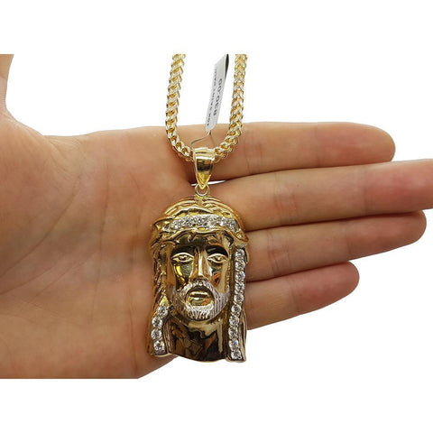 10K Franco 3.5MM With Jesus en or 10K MNG-097 - WORLDSTARBLING