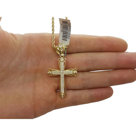 Rope Chain 2.5MM 10K With Cross OR 10K MNG-131 - WORLDSTARBLING