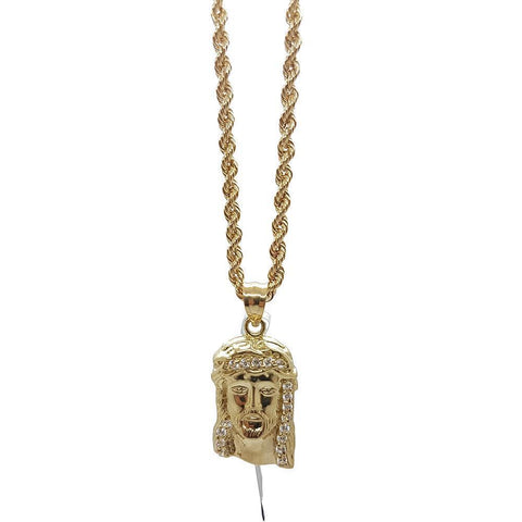Rope Chain 2.5MM 10K With Jesus en OR 10K | MNG-151 - WORLDSTARBLING