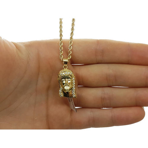 Rope Chain 2.5MM 10K With Jesus en OR 10K | MNG-151 - WORLDSTARBLING