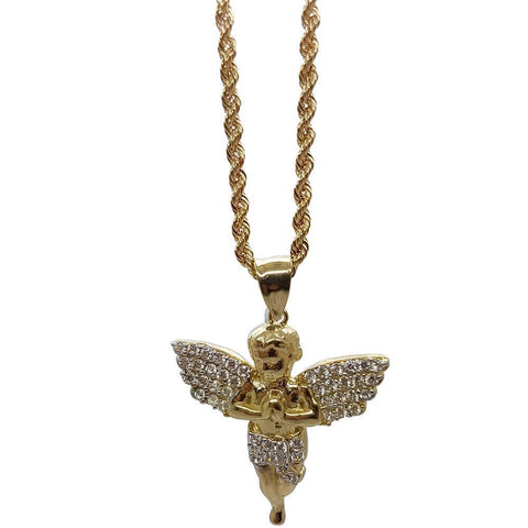 Rope Chain 10K With Pendentif Angel 10K - WORLDSTARBLING