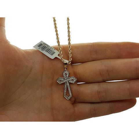 Rope Chain 2.5MM 10K With Cross OR 10K MNG-128 - WORLDSTARBLING