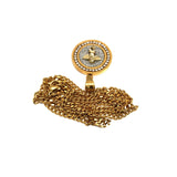 24in 3mm Curb Chain With Angel Round Pendant STL_025 - WORLDSTARBLING