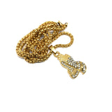 24in 3mm Rolo Chain With Praying Hands Pendant STL_007 - WORLDSTARBLING