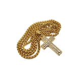 24in 3mm Rolo Chain With Cross Plate Pendant STL_032 - WORLDSTARBLING