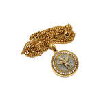 24in 3mm Curb Chain With Angel Round Pendant STL_025 - WORLDSTARBLING