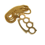 24in 3mm Rolo Chain With Brass Knuckles Pendant STL_030 - WORLDSTARBLING