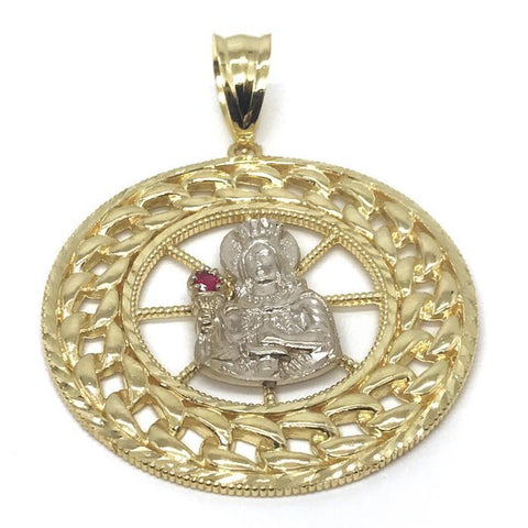 10K Yellow Gold and White Cuban Link Pendant CLP_001 - WORLDSTARBLING