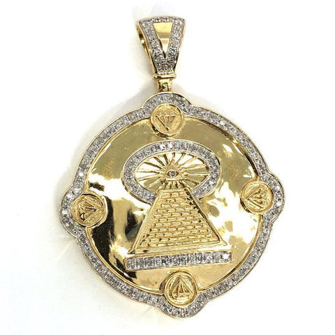 Pendentif diamant rond en or jaune 10K 33MM DPG-010