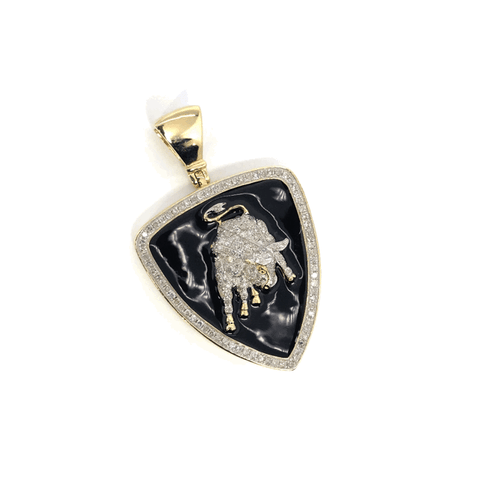 10K Yellow Gold 44MM 0.82 CT Diamond Bull Pendant DPG-011 - WORLDSTARBLING