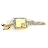 10K Yellow Gold 55MM 0.67CT Diamond Roll Royce Key Pendant DPG-013 - WORLDSTARBLING