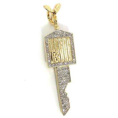 Pendentif en or jaune 10K 55KM Roll Royce Key Diamond DPG-013