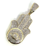 10K Yellow & White Gold 18MM 0.44CT Diamond Fatima Pendant DPG-016 - WORLDSTARBLING