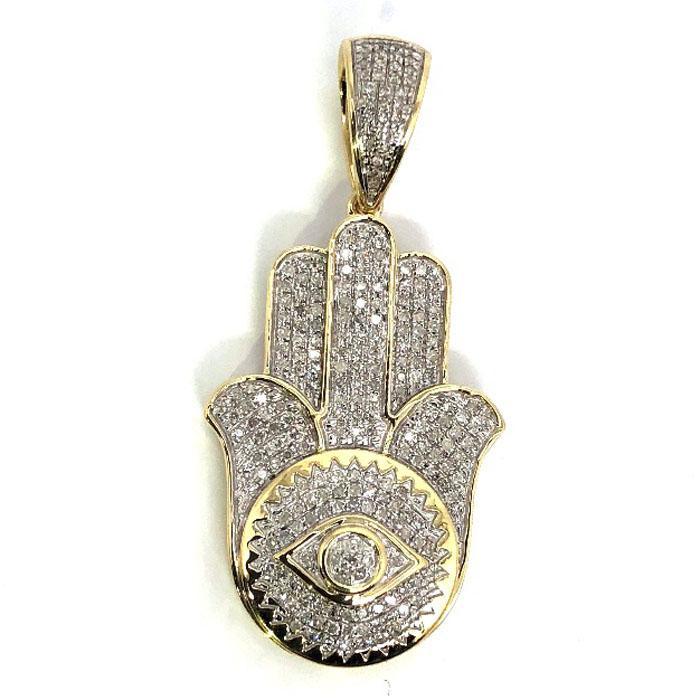 Or jaune et blanc 10K 18MM Main de Faitma diamant pendentif DPG-016