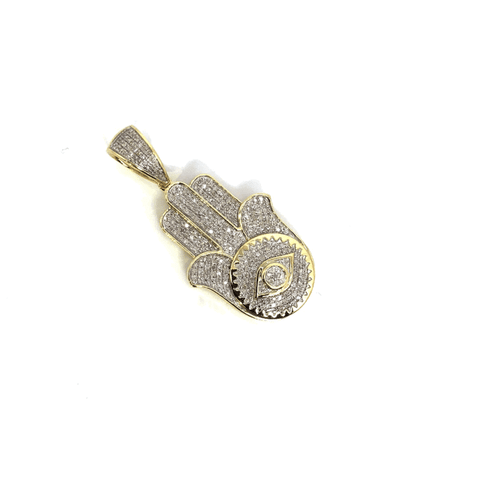 10K Yellow & White Gold 18MM 0.44CT Diamond Fatima Pendant DPG-016 - WORLDSTARBLING