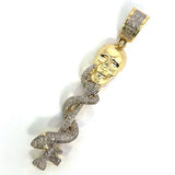 10K Yellow & White Gold 16MM 0.37CT Diamond Skull Pendant DPG-018 - WORLDSTARBLING