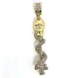10K Yellow & White Gold 47MM Skull Snake Wrap Diamond Pendant DPG-018