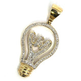 10K Yellow & White Gold 20MM 0.56CT Diamond Bulb Pendant DPG-019 - WORLDSTARBLING