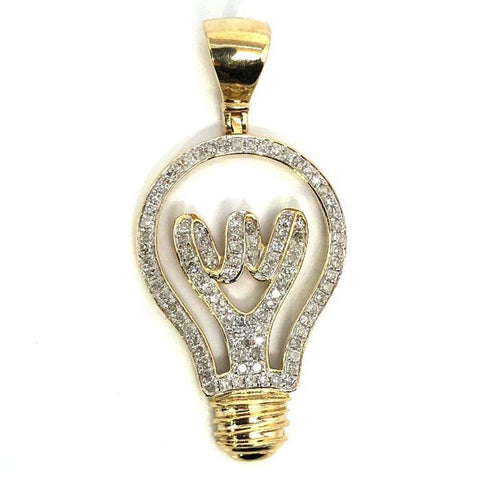 Pendentif Diamant 10K Jaune et Blanc 20MM Diamant Ampoule DPG-019