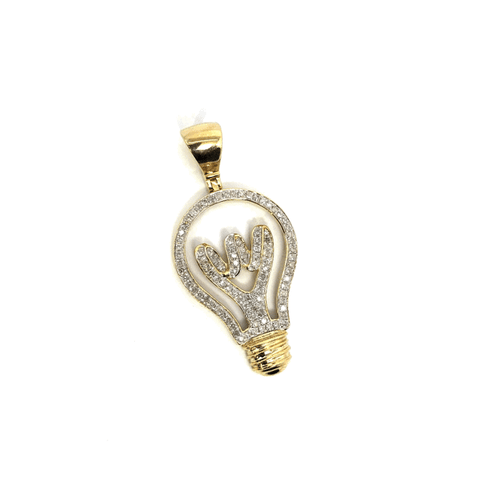 10K Yellow & White Gold 20MM 0.56CT Diamond Bulb Pendant DPG-019 - WORLDSTARBLING