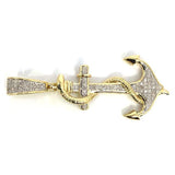 10K Yellow & White Gold 45MM 0.18 CT Diamond Anchor Pendant DPG-021 - WORLDSTARBLING