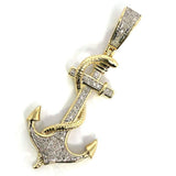 10K Yellow & White Gold 45MM 0.18 CT Diamond Anchor Pendant DPG-021 - WORLDSTARBLING
