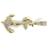 10K Yellow & White Gold 45MM 0.18 CT Diamond Anchor Pendant DPG-021 - WORLDSTARBLING