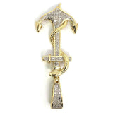 10K Yellow & White Gold 45MM 0.18 CT Diamond Anchor Pendant DPG-021 - WORLDSTARBLING