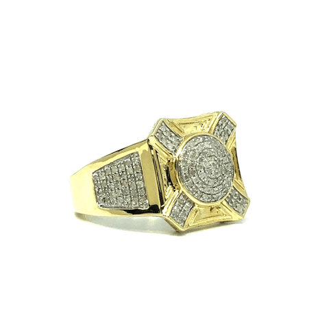 10K Yellow & White Gold 0.56CT Diamond Cross Ring DRG-008 - WORLDSTARBLING