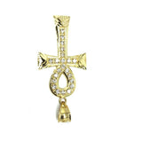 10K Yellow Gold Cross Ankh Pendant Diamond Cut and Zircons L GAP-006 - WORLDSTARBLING