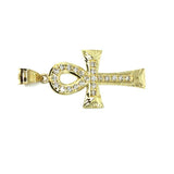 10K Yellow Gold Cross Ankh Pendant Diamond Cut and Zircons L GAP-006 - WORLDSTARBLING