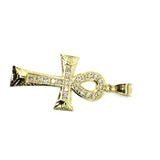 10K Yellow Gold Cross Ankh Pendant Diamond Cut and Zircons L GAP-006 - WORLDSTARBLING