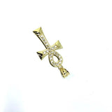Yellow Gold Ankh Cross Pendant with Diamond Cut and Zircons S GAP-008 - WORLDSTARBLING