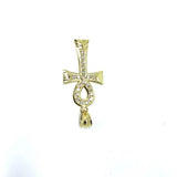Yellow Gold Ankh Cross Pendant with Diamond Cut and Zircons S GAP-008 - WORLDSTARBLING