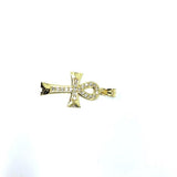 10K Yellow Gold Cross Ankh Pendant With Diamond Cut &  Zircons XS GAP-009 - WORLDSTARBLING