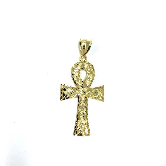 10k Yellow Gold Cross Ankh Diamond Cut Pendant GAP-011 - WORLDSTARBLING