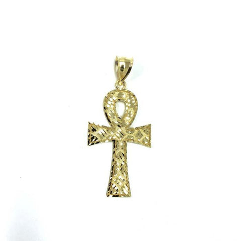 10k Yellow Gold Cross Ankh Diamond Cut Pendant GAP-011 - WORLDSTARBLING