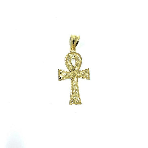 10K Gold Egyptian Ankh Cross Pendant With Diamond Cut S GAP-012 - WORLDSTARBLING