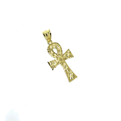 10K Gold Egyptian Ankh Cross Pendant With Diamond Cut S GAP-012 - WORLDSTARBLING